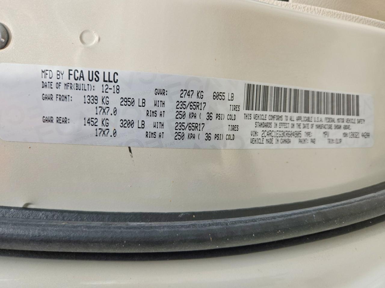 2019 CHRYSLER PACIFICA