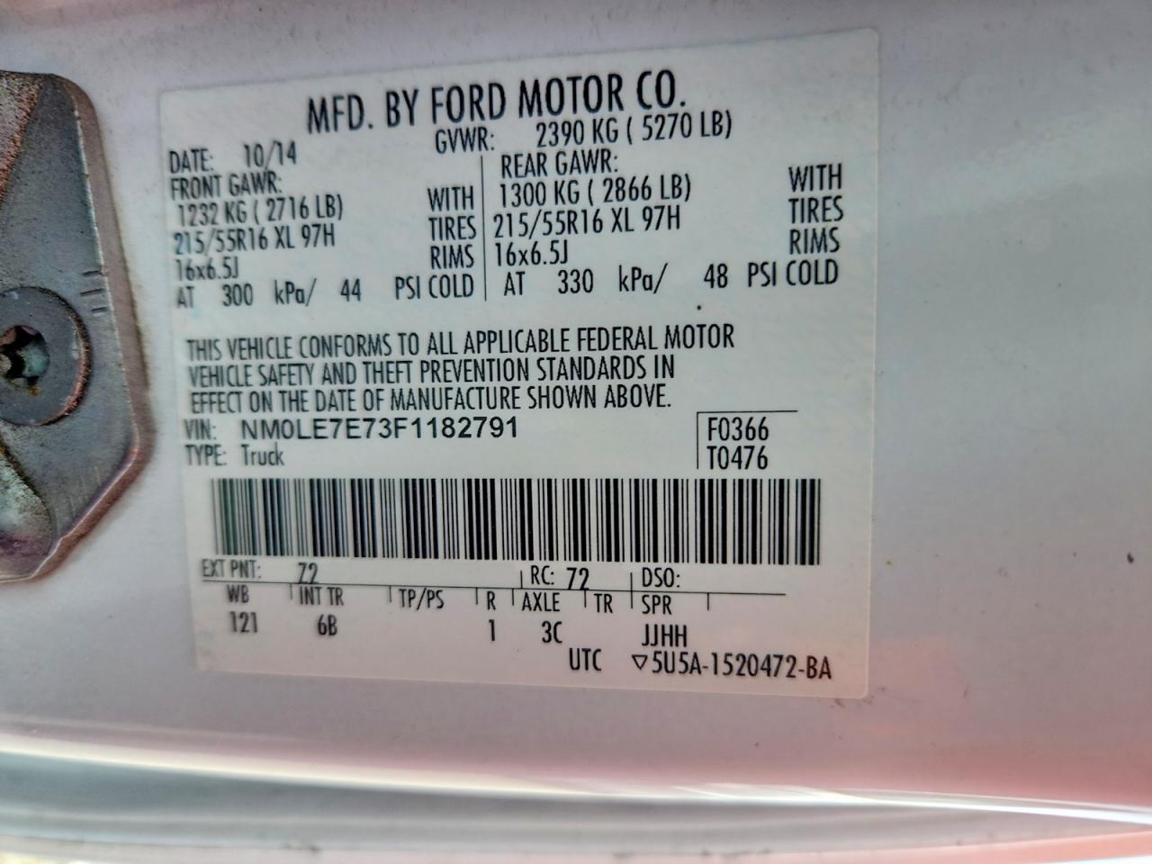 2015 FORD TRANSIT