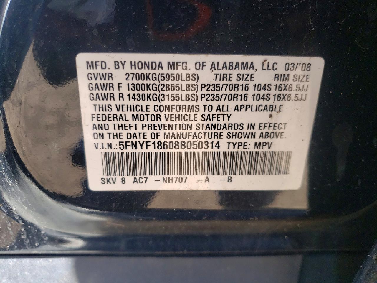 2008 HONDA PILOT