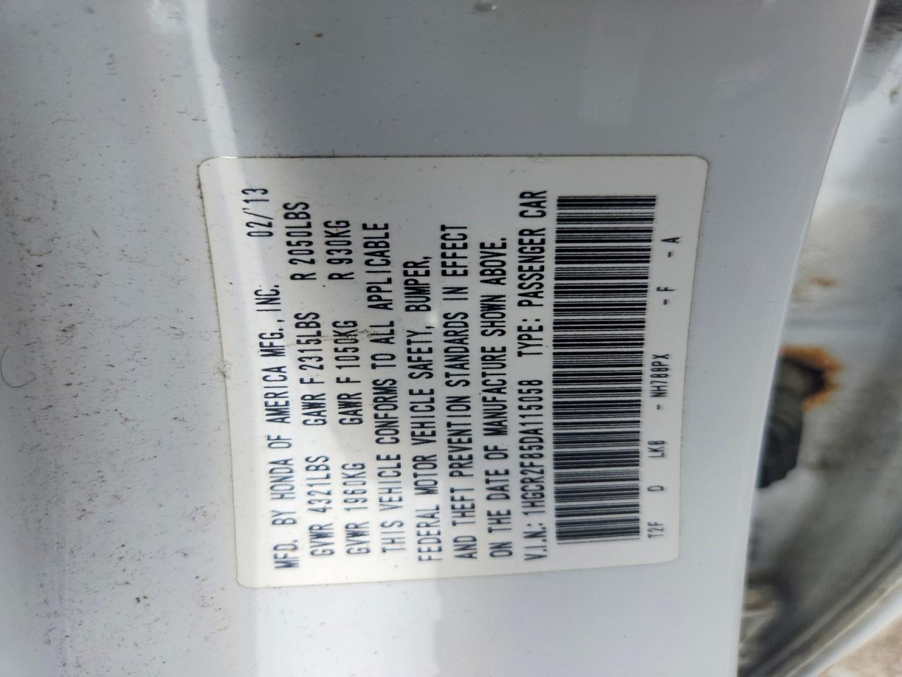 2013 HONDA ACCORD