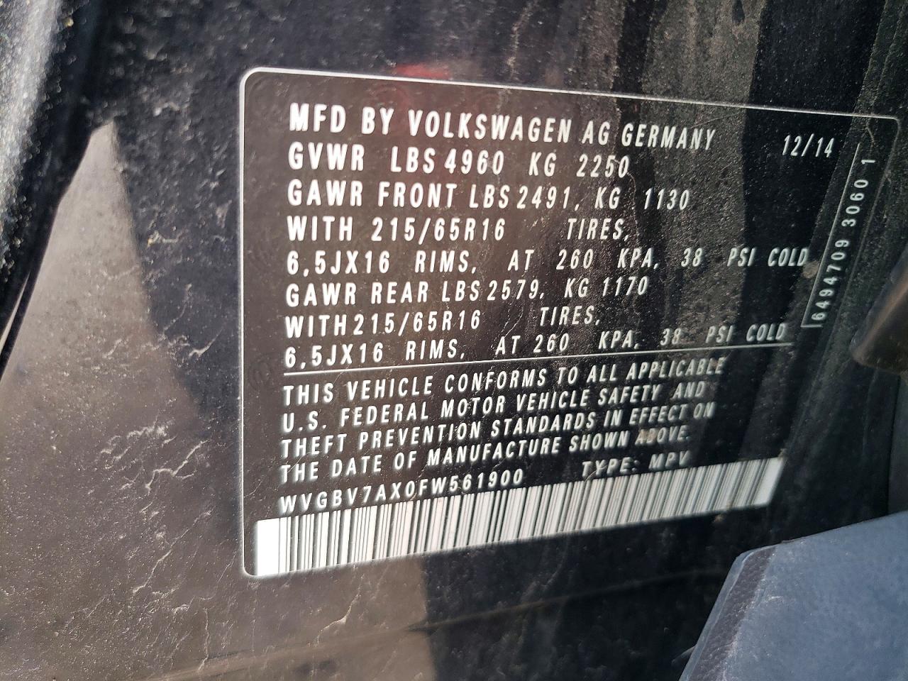 2015 VOLKSWAGEN TIGUAN