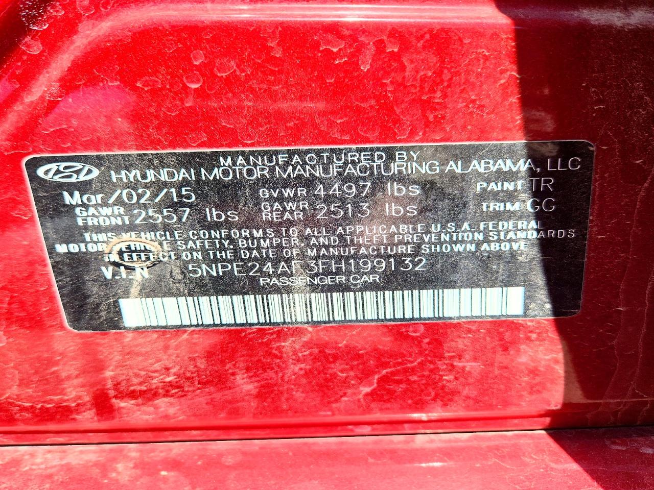2015 HYUNDAI SONATA