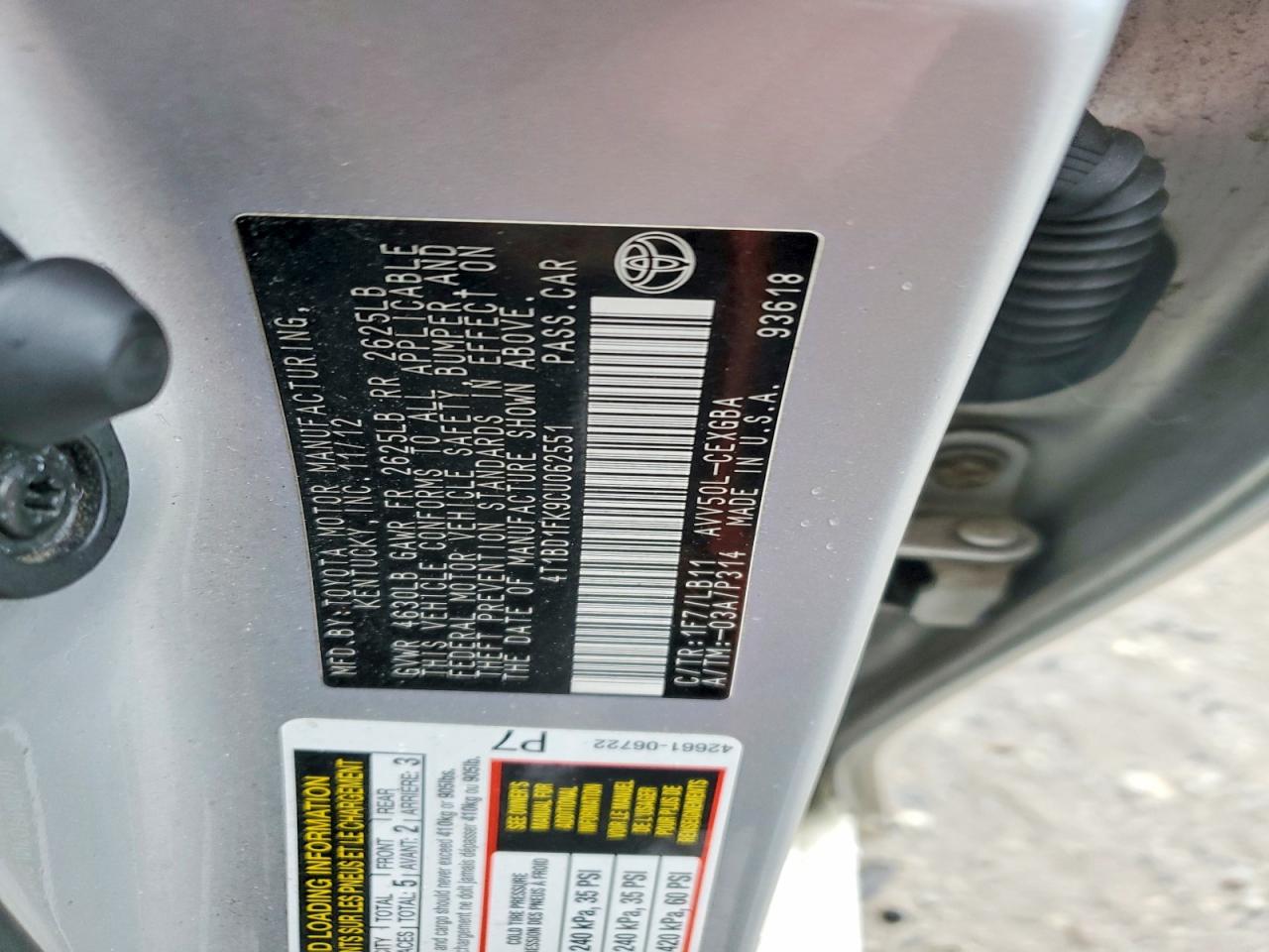 2012 TOYOTA CAMRY SOLA