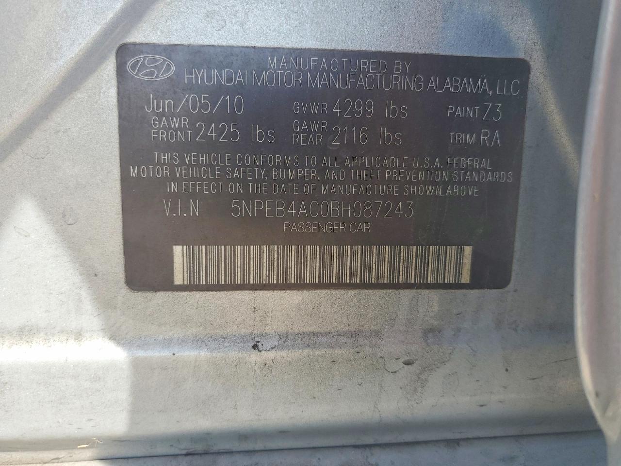 2011 HYUNDAI SONATA