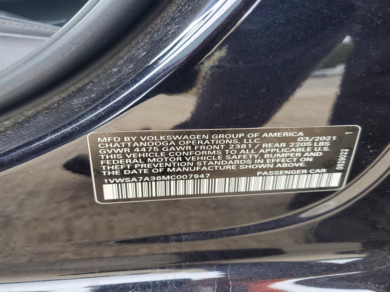 2021 VOLKSWAGEN PASSAT
