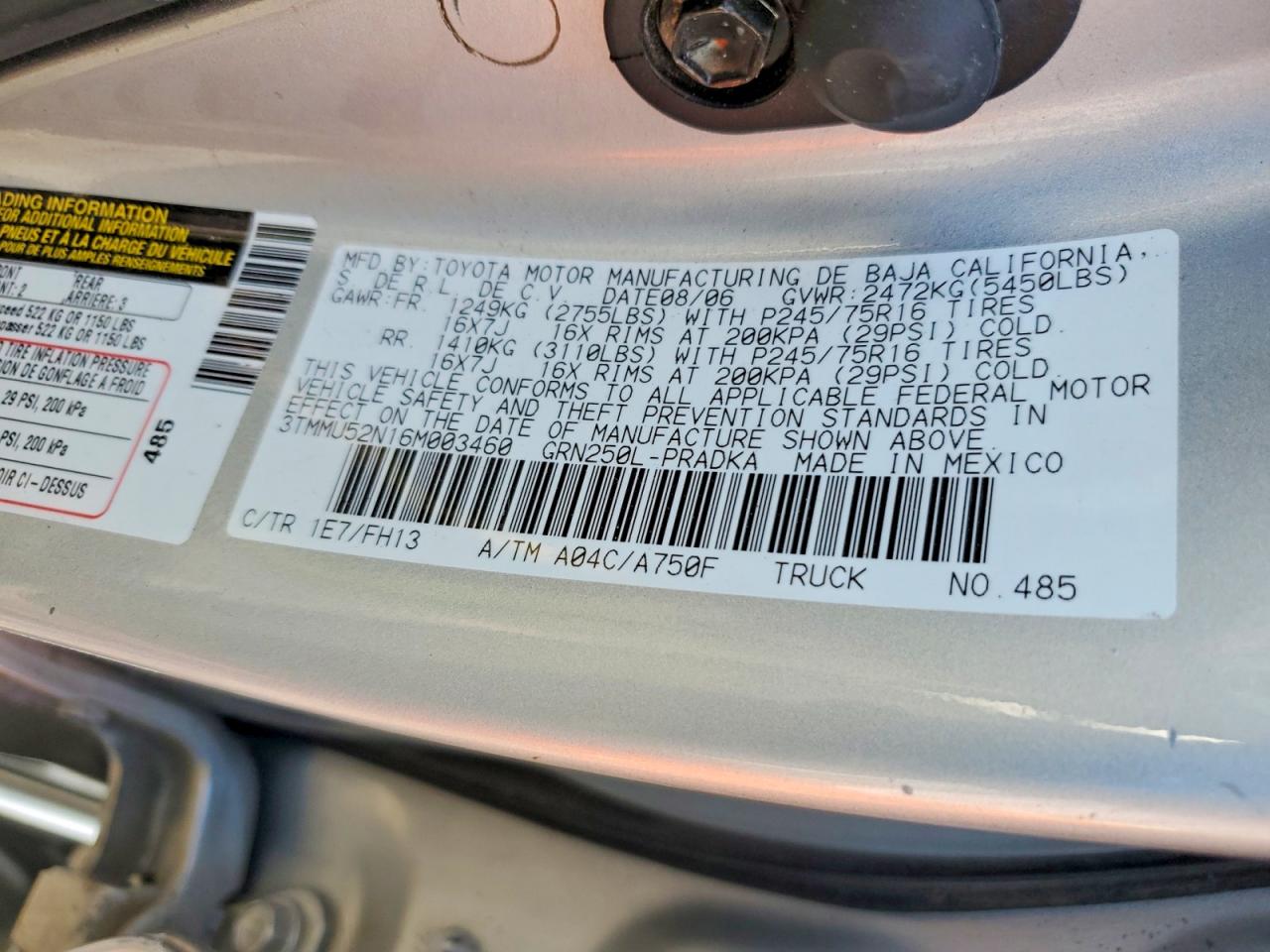 2006 TOYOTA TACOMA