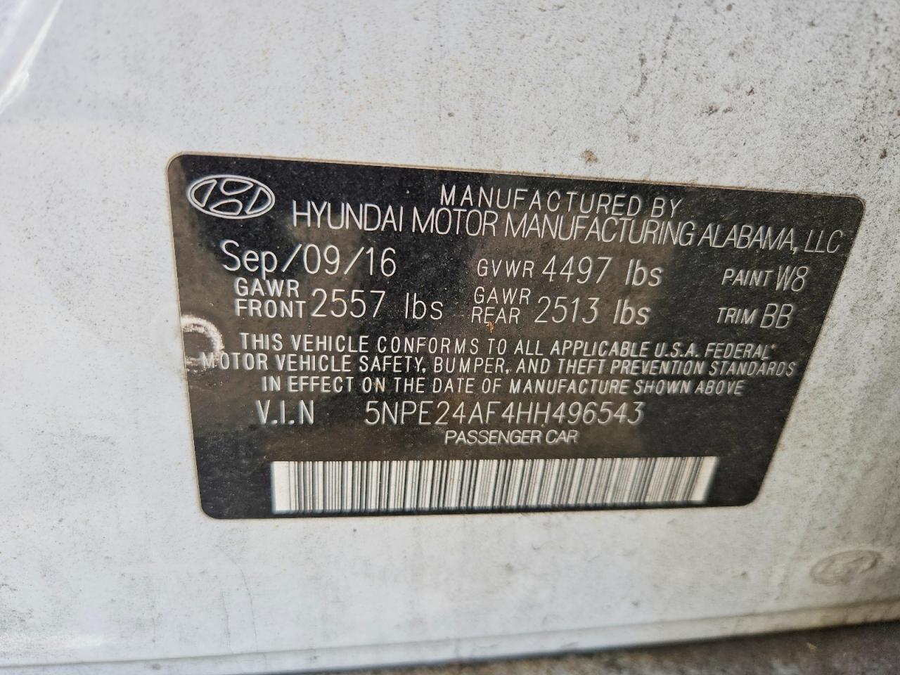 2017 HYUNDAI SONATA