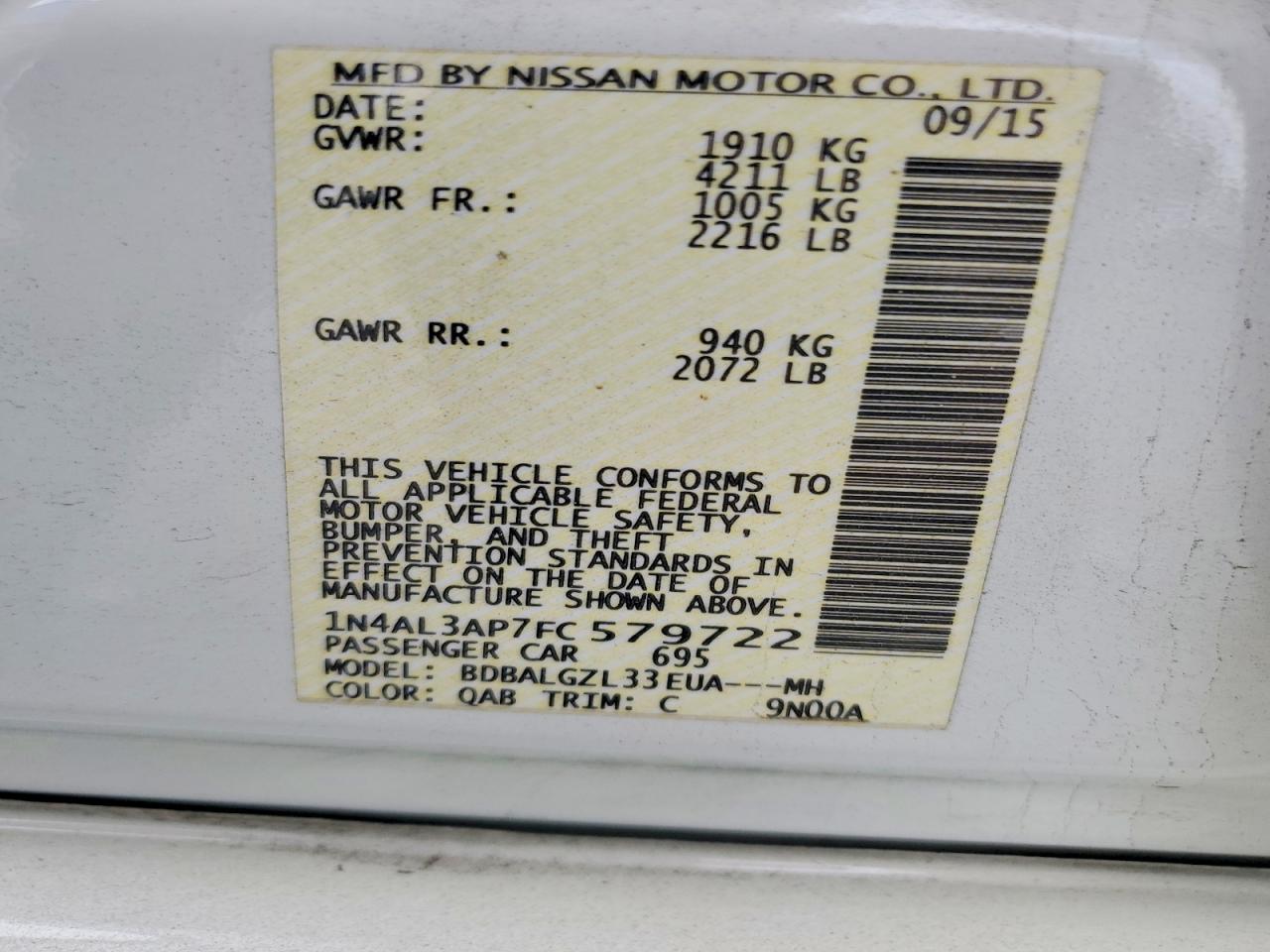 2015 NISSAN ALTIMA