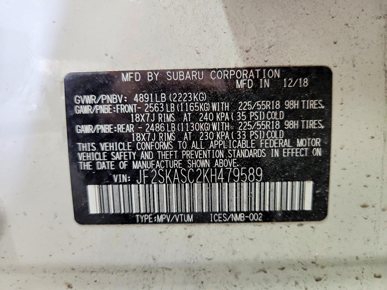 2019 SUBARU FORESTER
