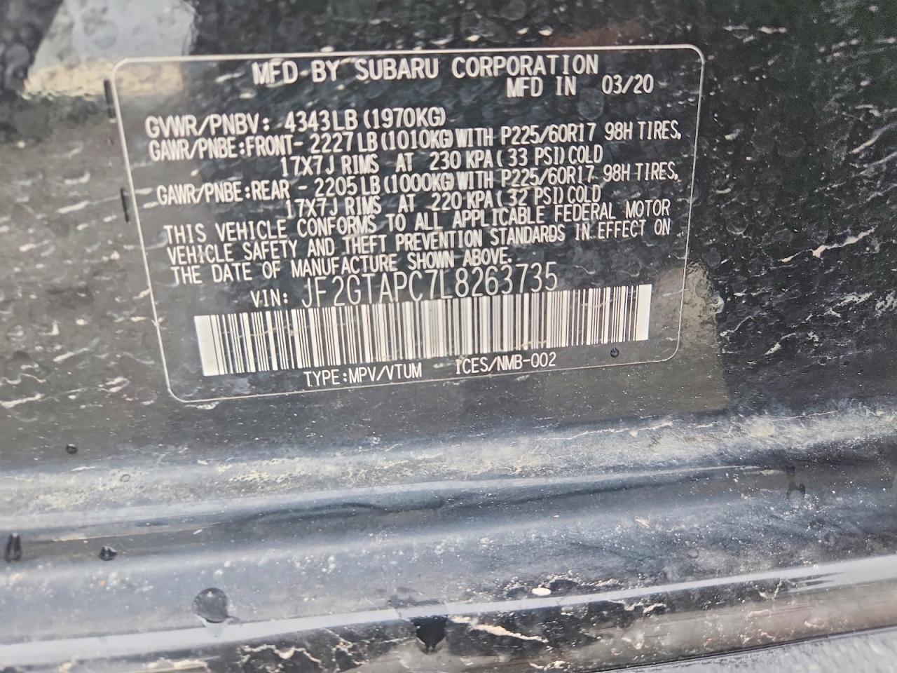 2020 SUBARU CROSSTREK