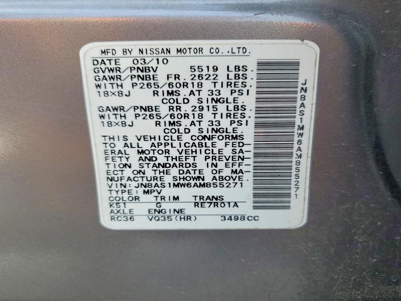 2010 INFINITI FX35