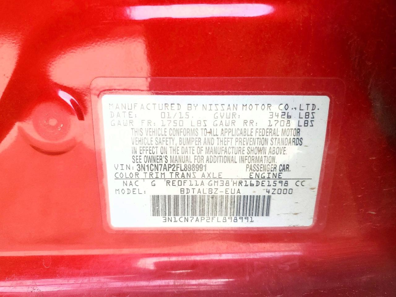 2015 NISSAN VERSA