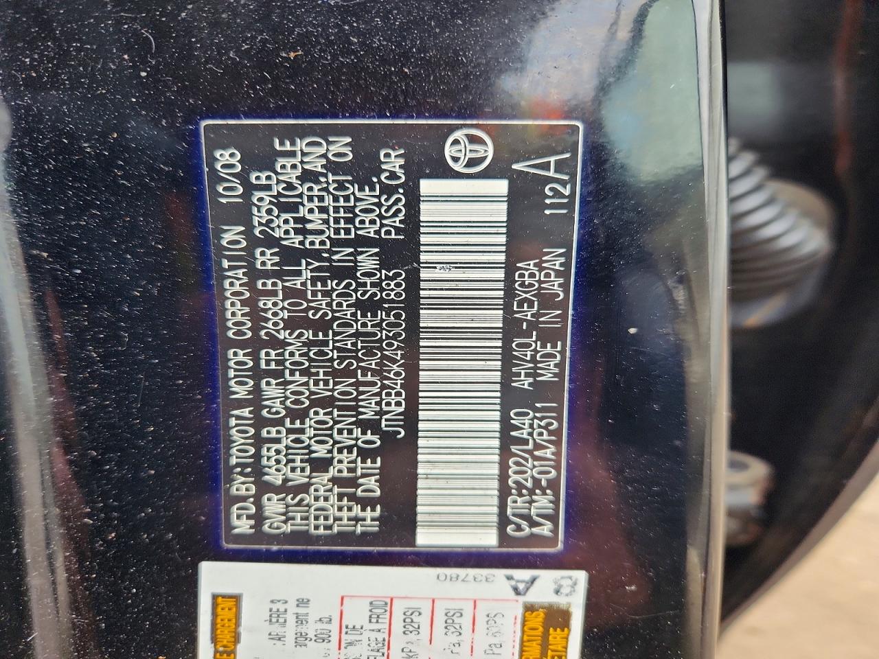 2009 TOYOTA CAMRY