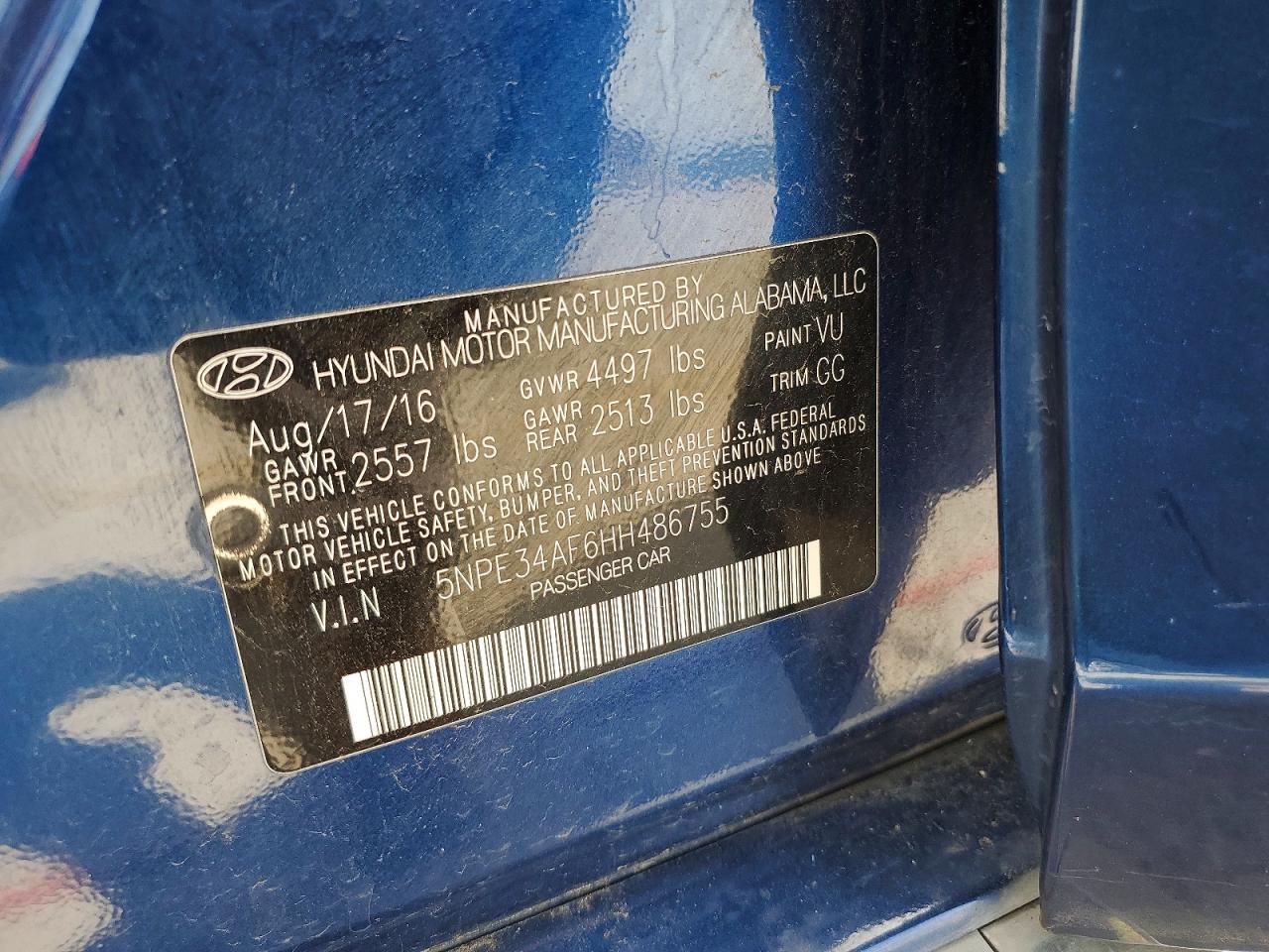 2017 HYUNDAI SONATA