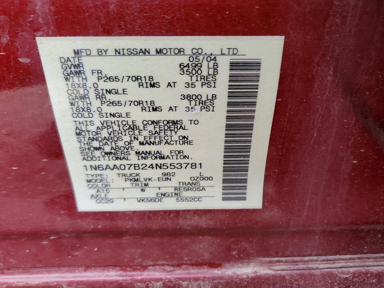 2004 NISSAN TITAN