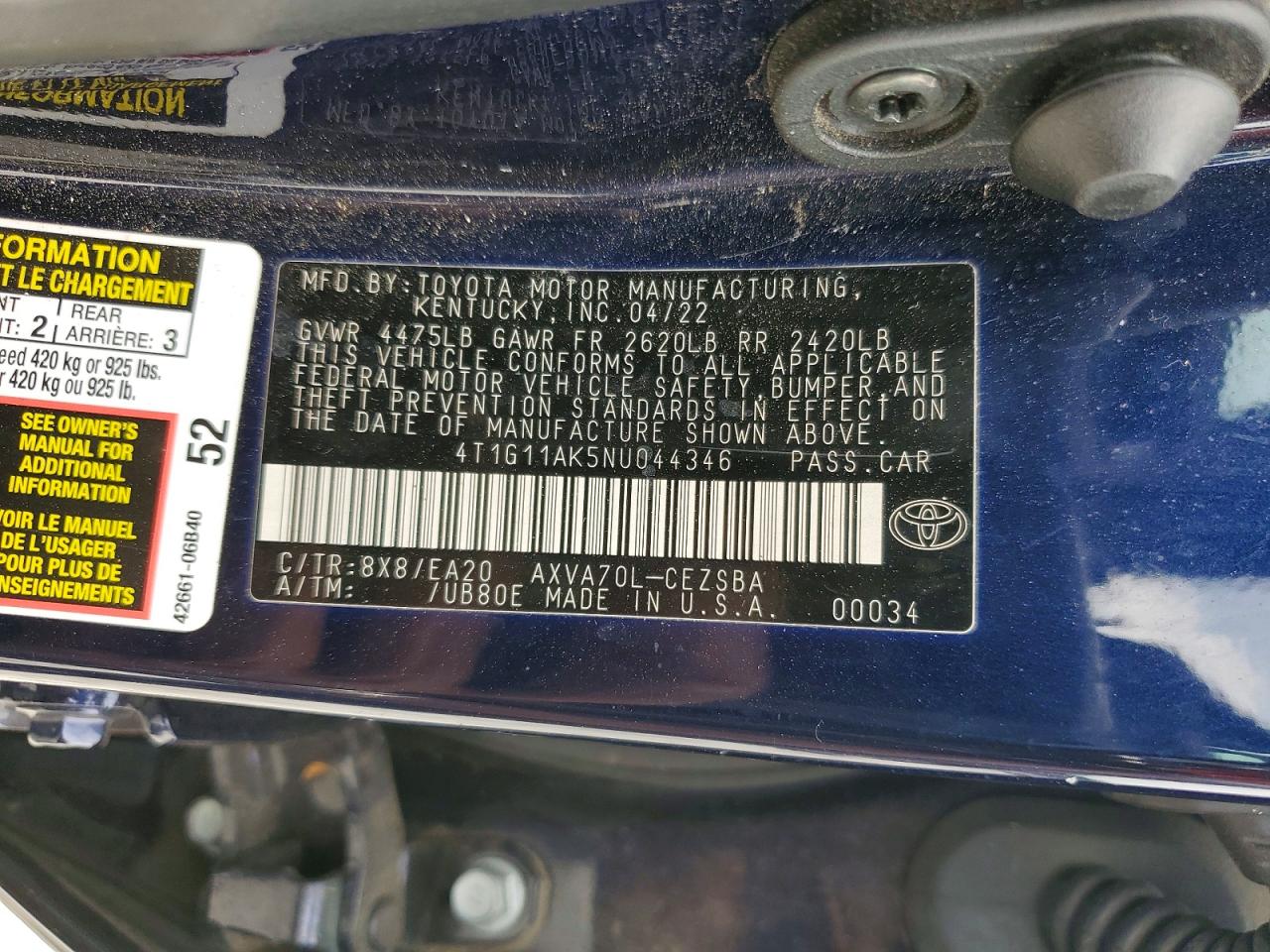 2022 TOYOTA CAMRY