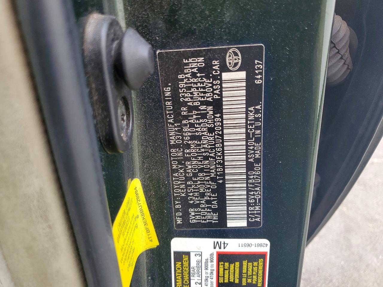 2011 TOYOTA CAMRY