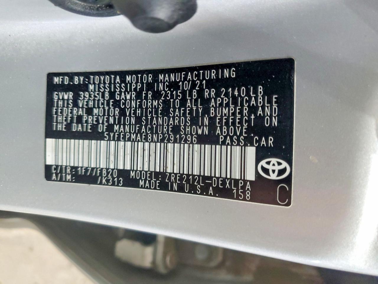 2022 TOYOTA COROLLA