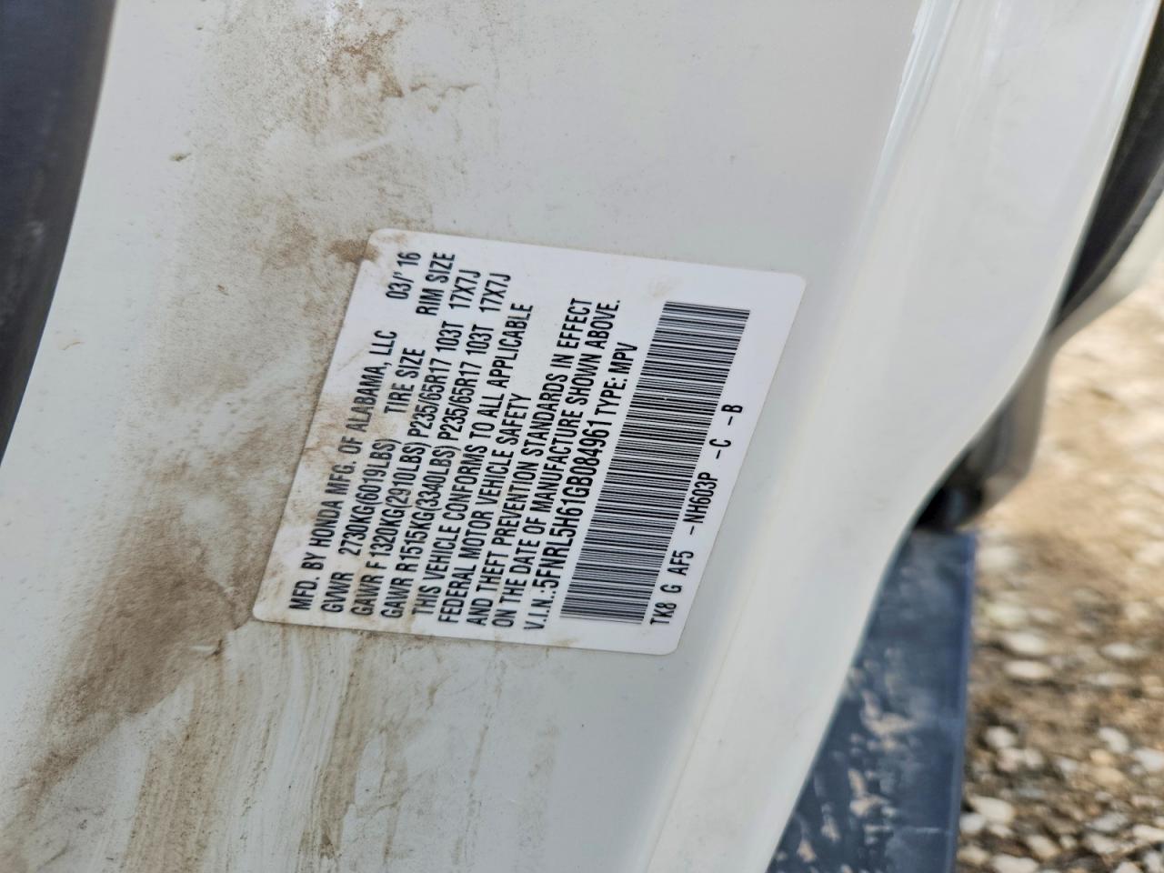 2016 HONDA ODYSSEY