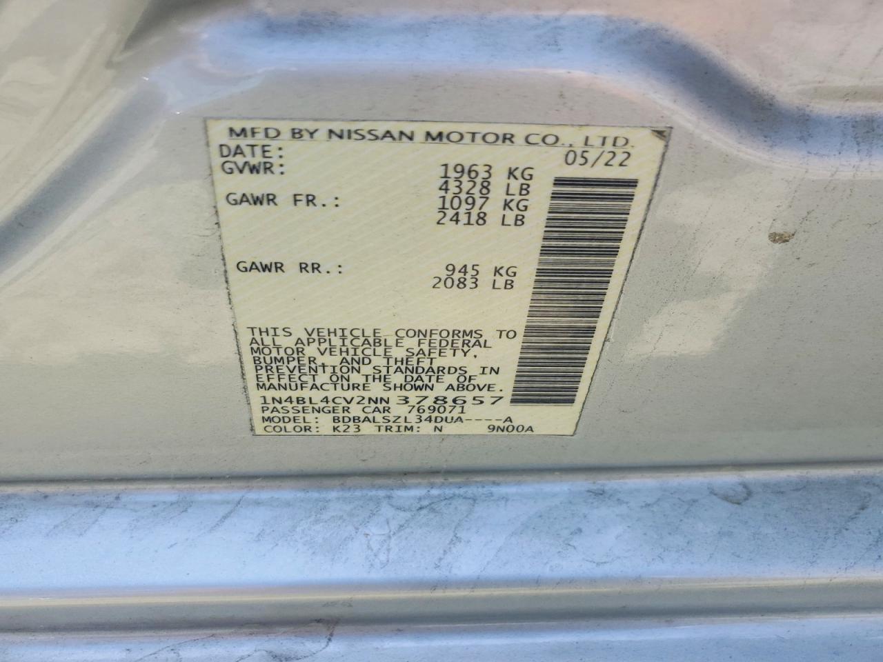 2022 NISSAN ALTIMA