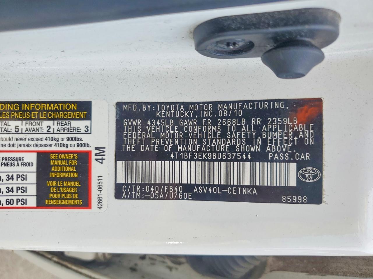 2011 TOYOTA CAMRY