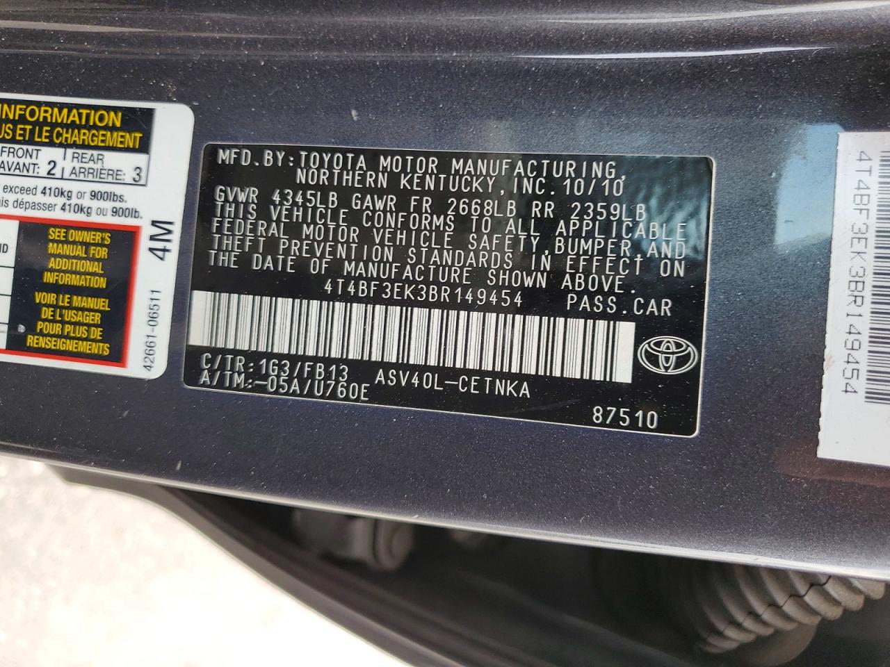 2011 TOYOTA CAMRY