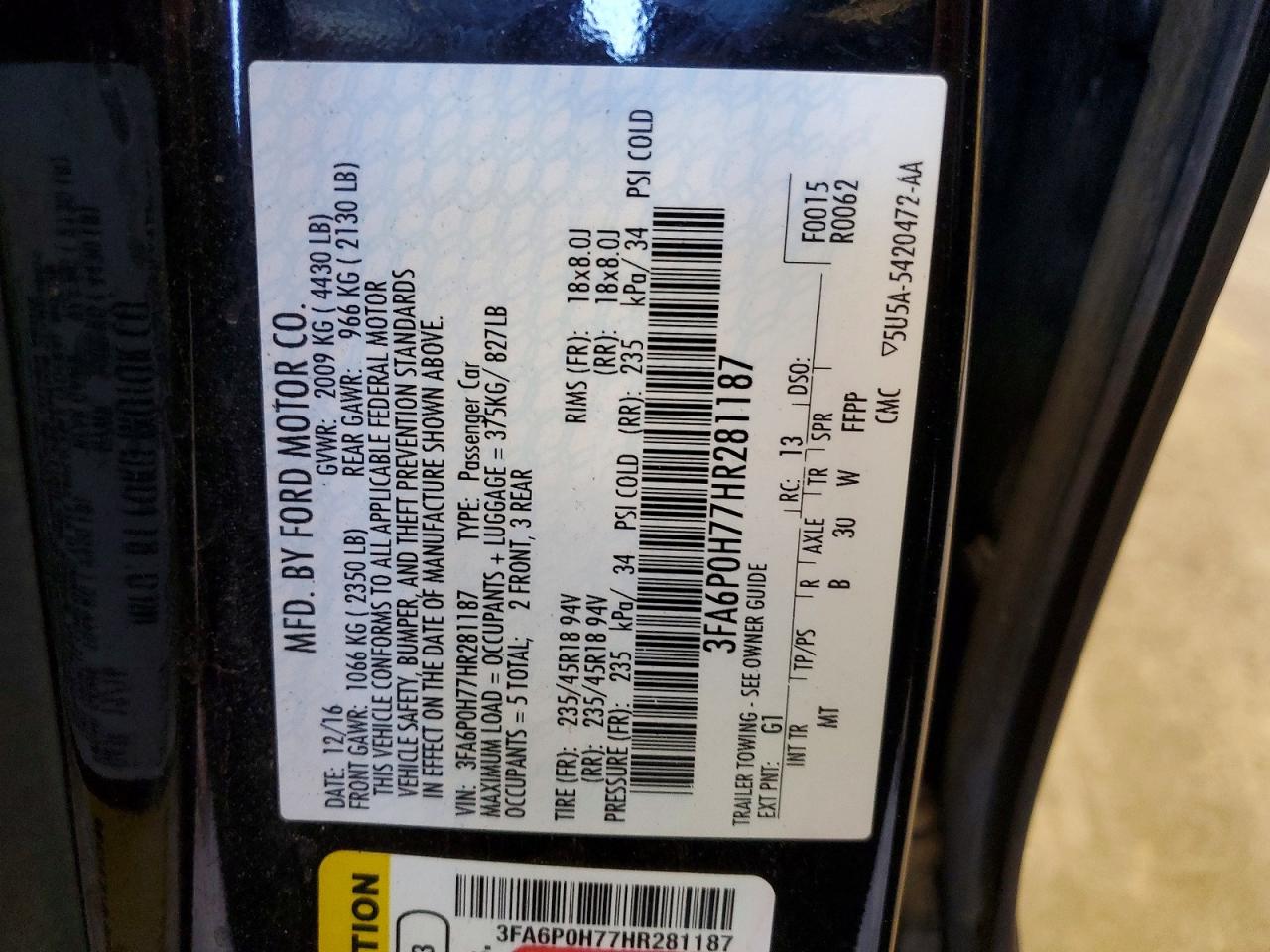 2017 FORD FUSION