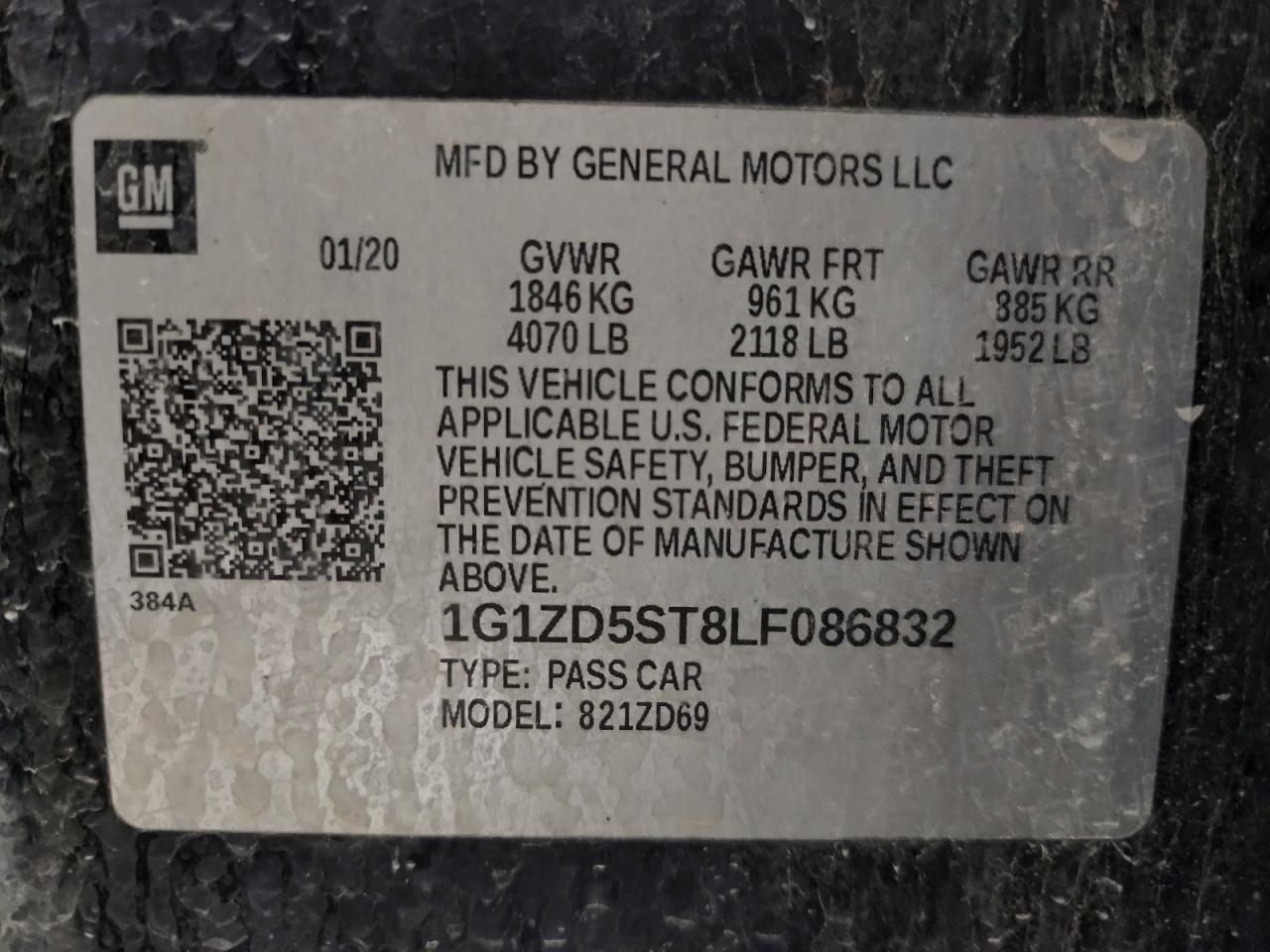 2020 CHEVROLET MALIBU