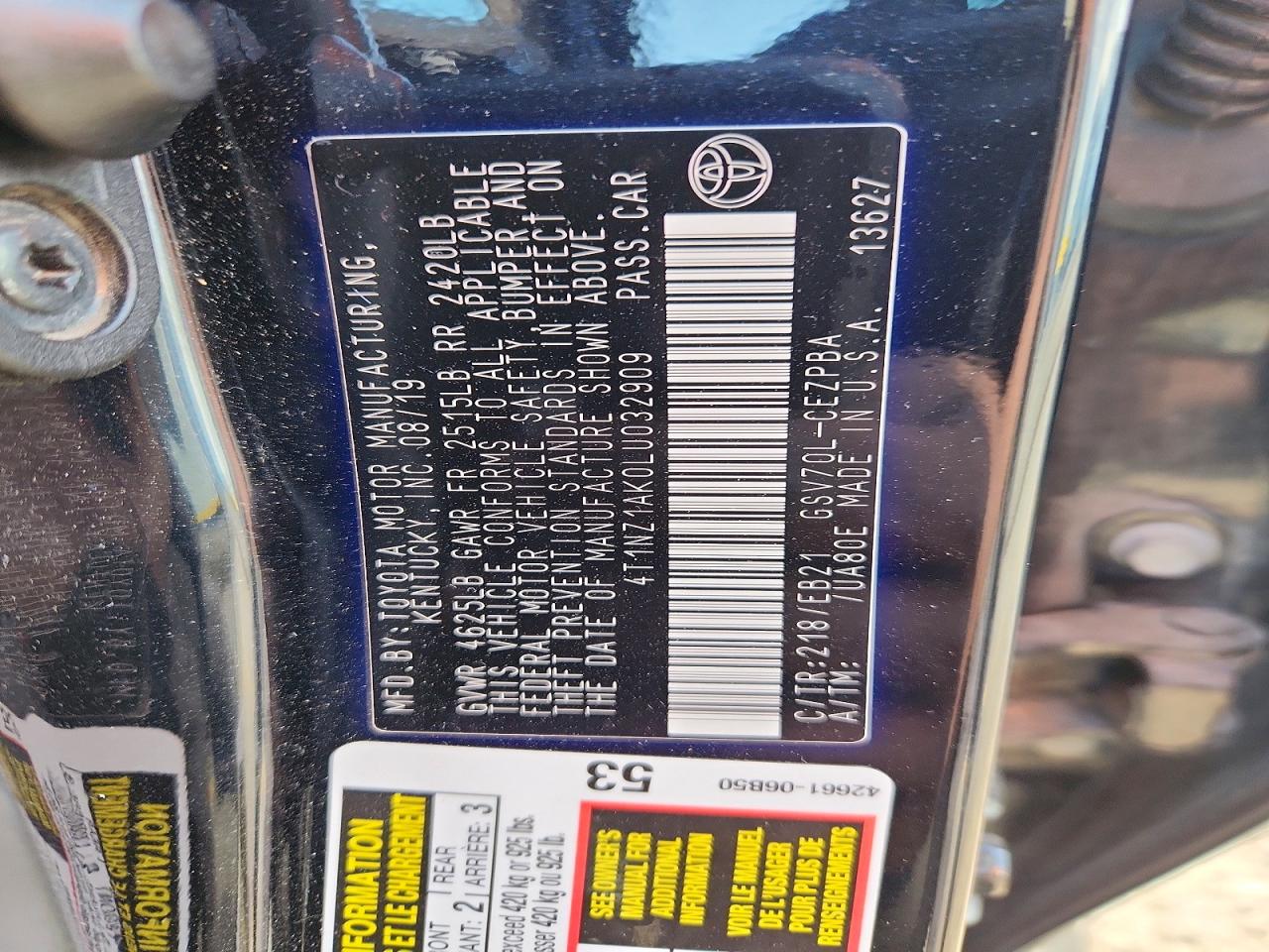 2020 TOYOTA CAMRY
