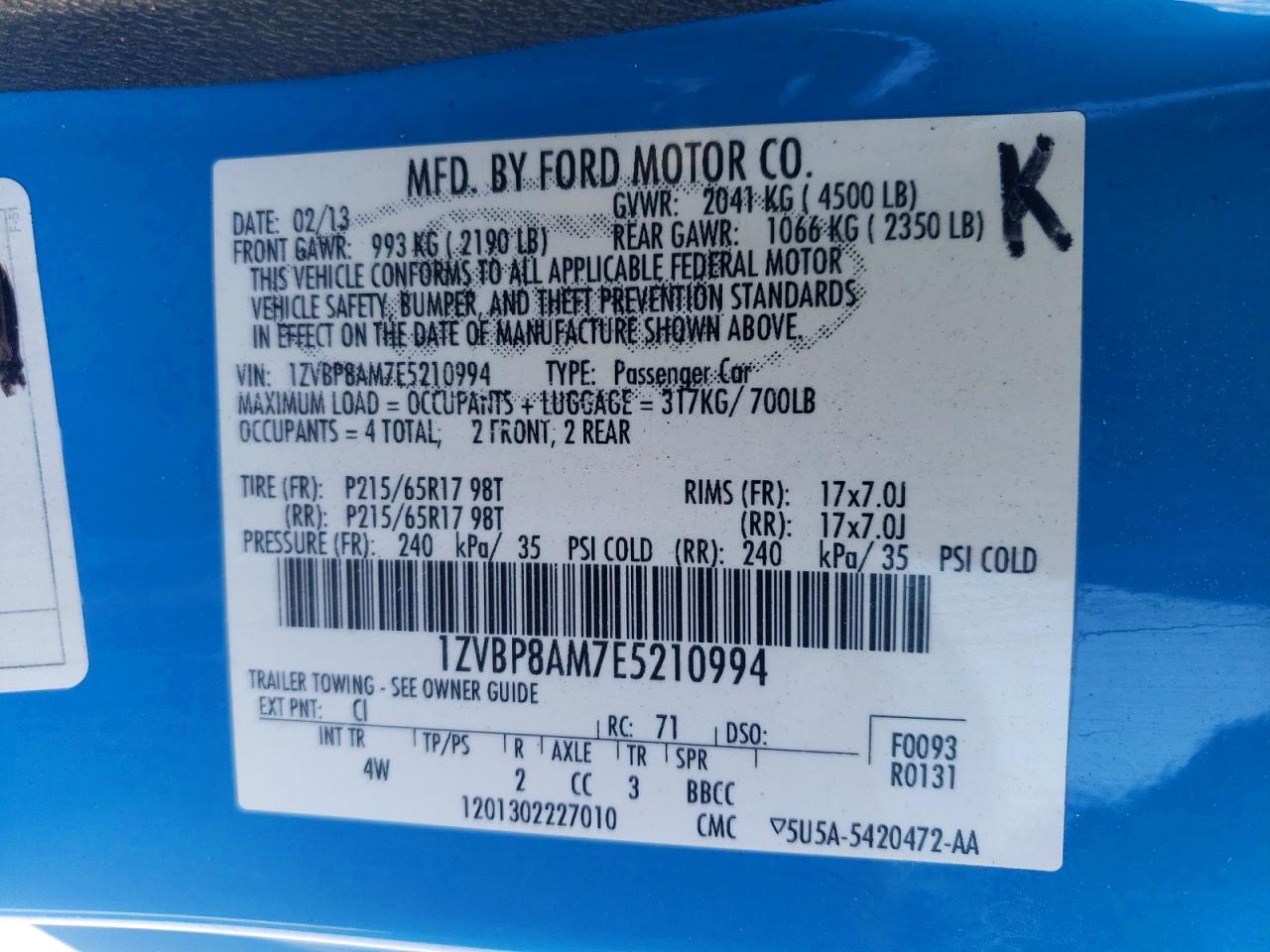 2014 FORD MUSTANG