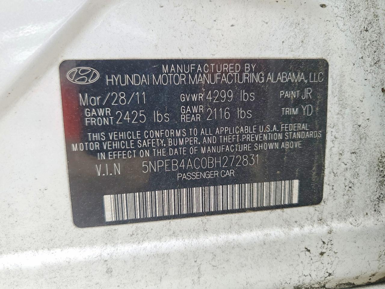 2011 HYUNDAI SONATA