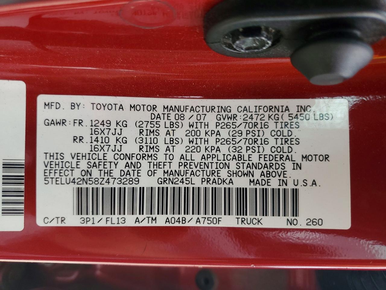 2008 TOYOTA TACOMA