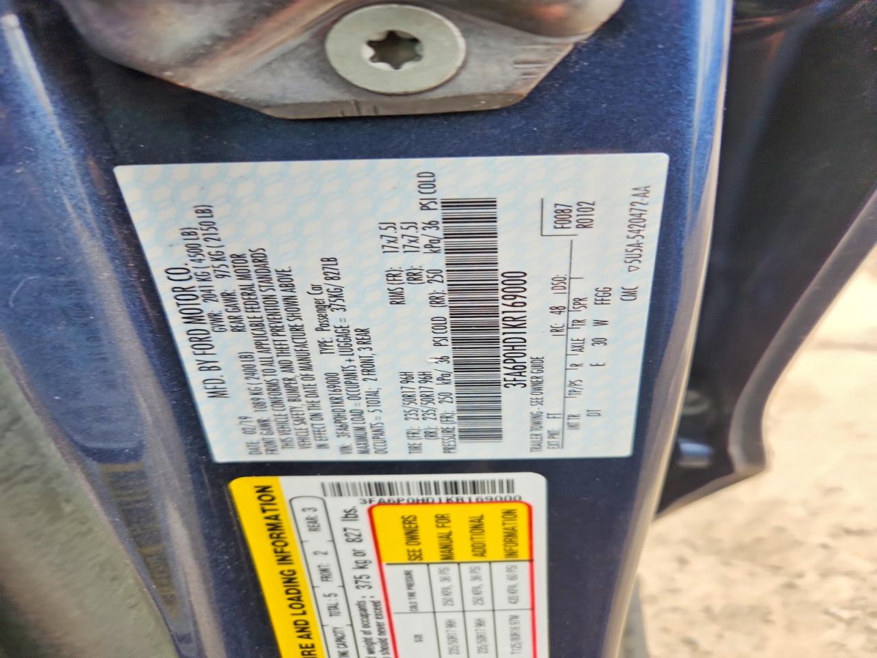 2019 FORD FUSION