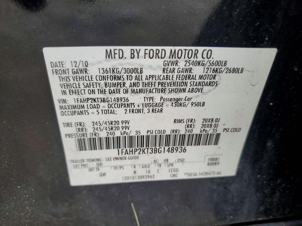2011 FORD TAURUS