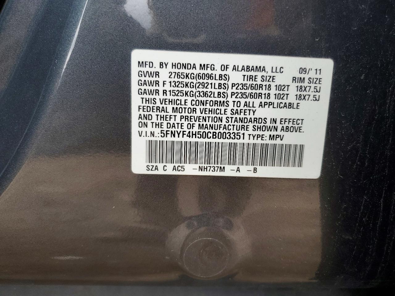2012 HONDA PILOT