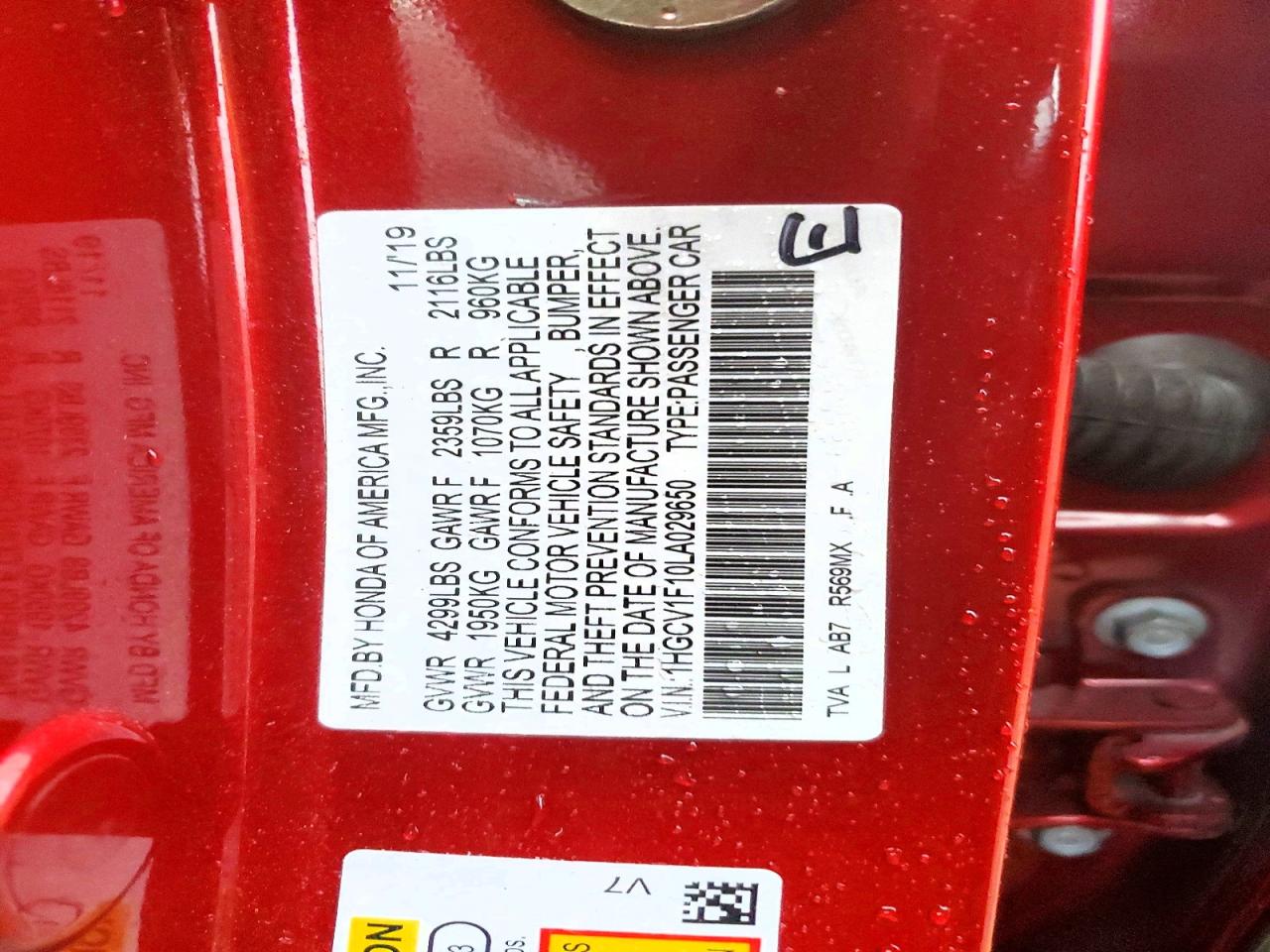 2020 HONDA ACCORD