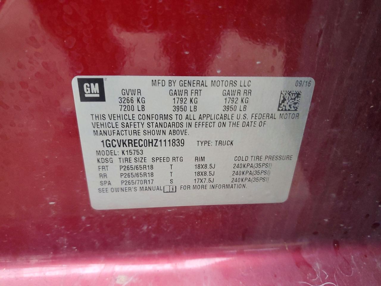 2017 CHEVROLET SILVERADO