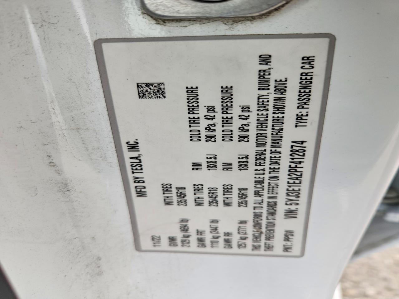 2023 TESLA MODEL 3