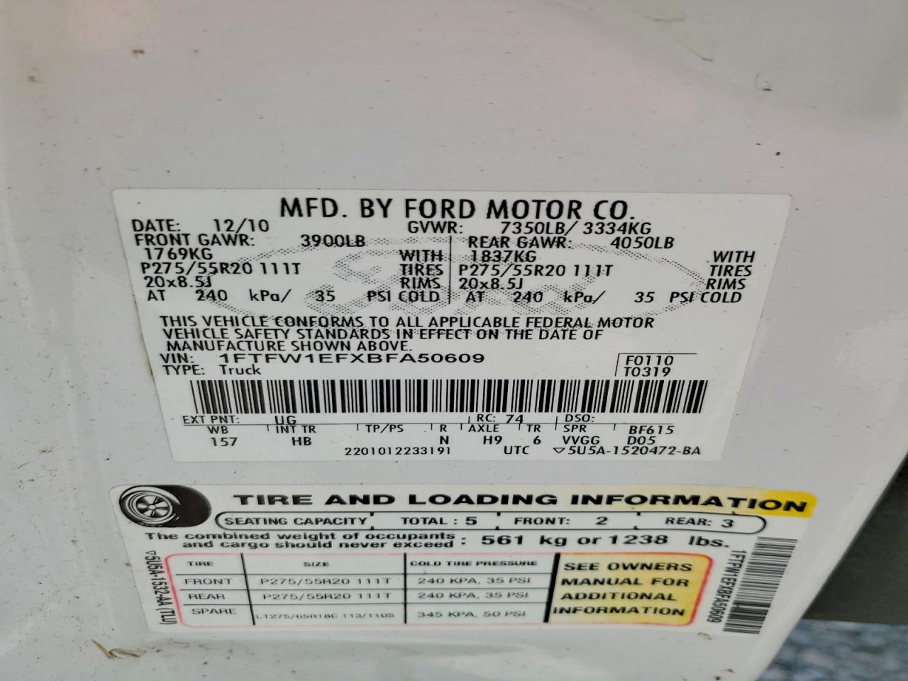 2011 FORD F150