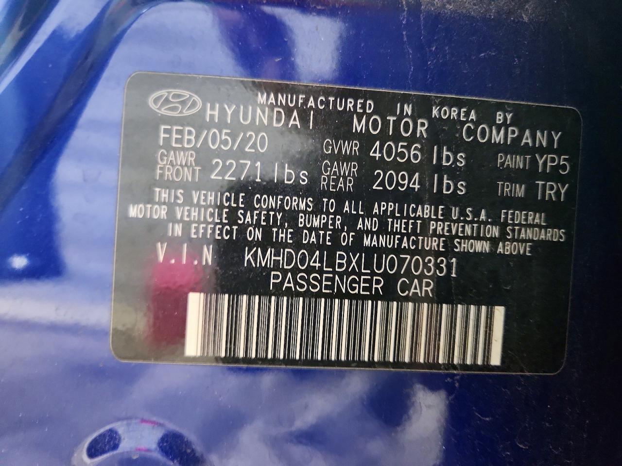 2020 HYUNDAI ELANTRA