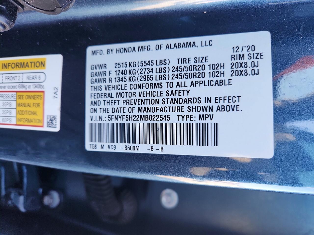 2021 HONDA PILOT