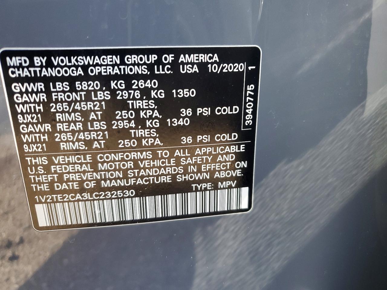 2020 VOLKSWAGEN ATLAS