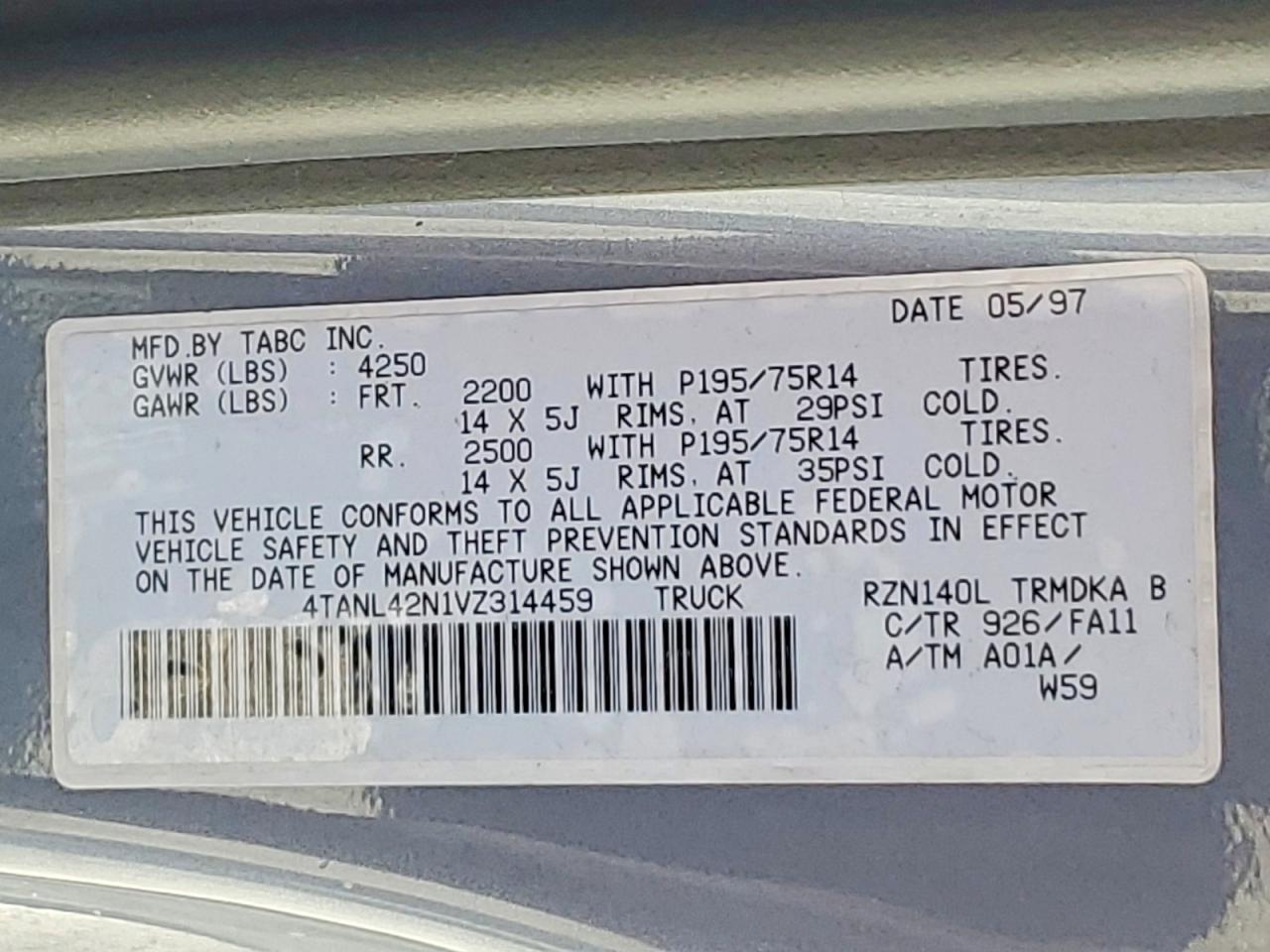 1997 TOYOTA TACOMA