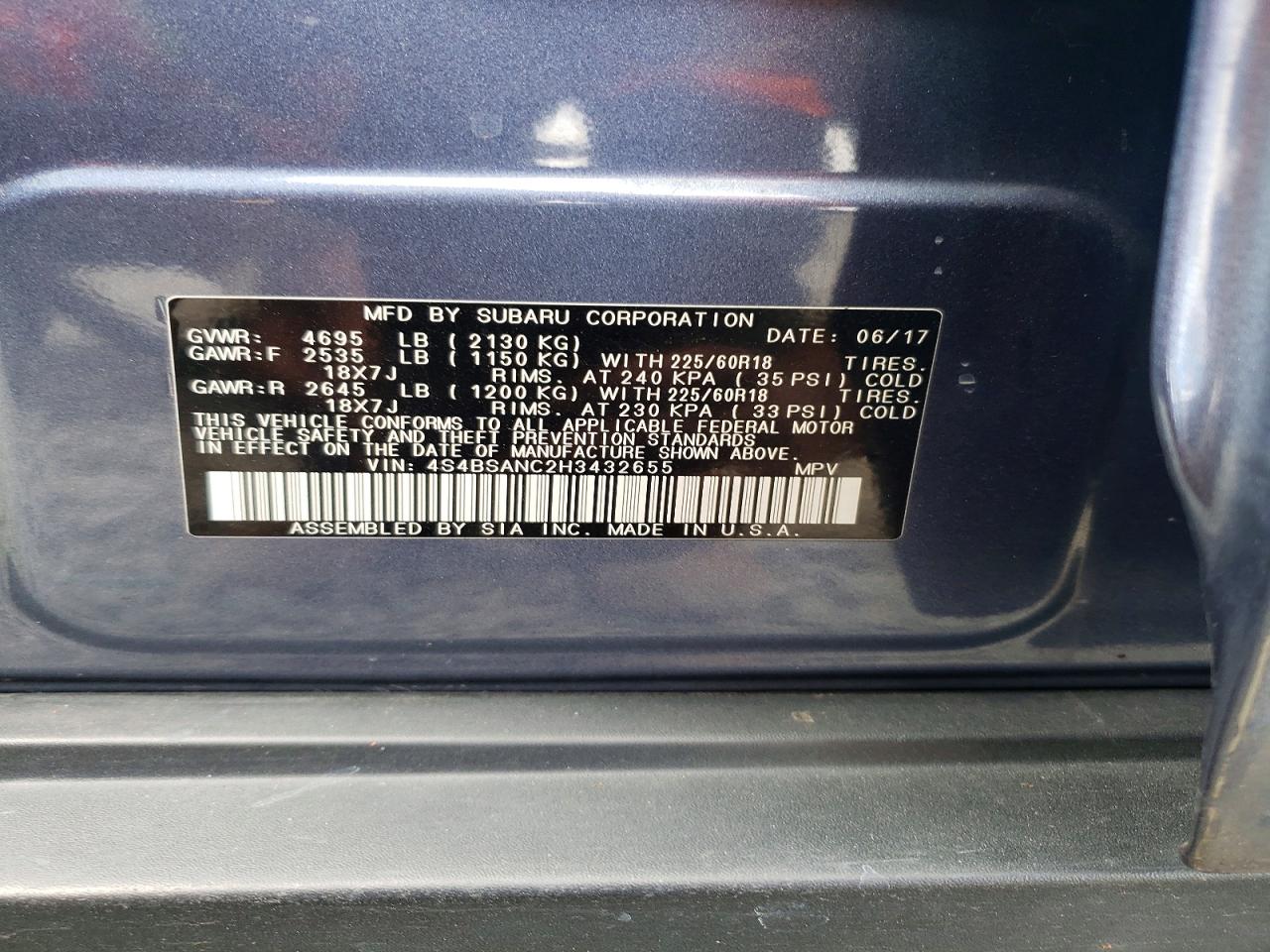 2017 SUBARU OUTBACK