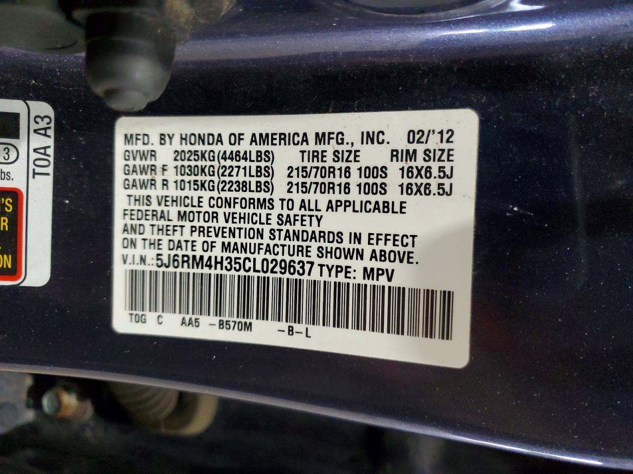 2012 HONDA CRV