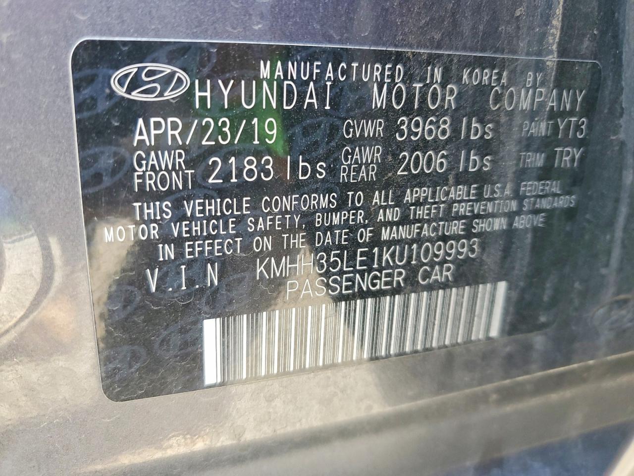 2019 HYUNDAI ELANTRA