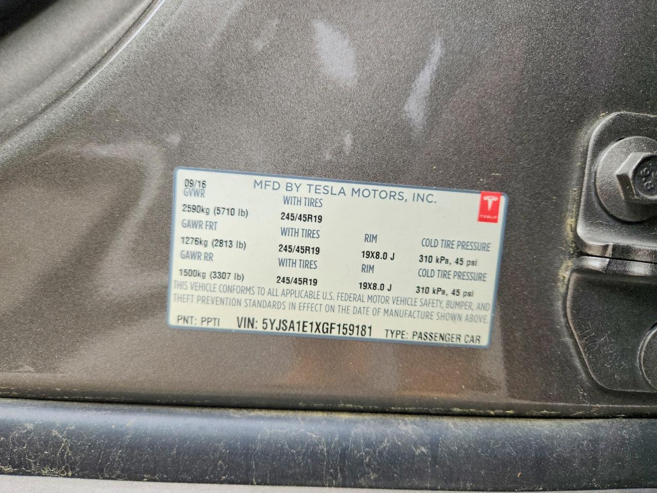 2016 TESLA MODEL S