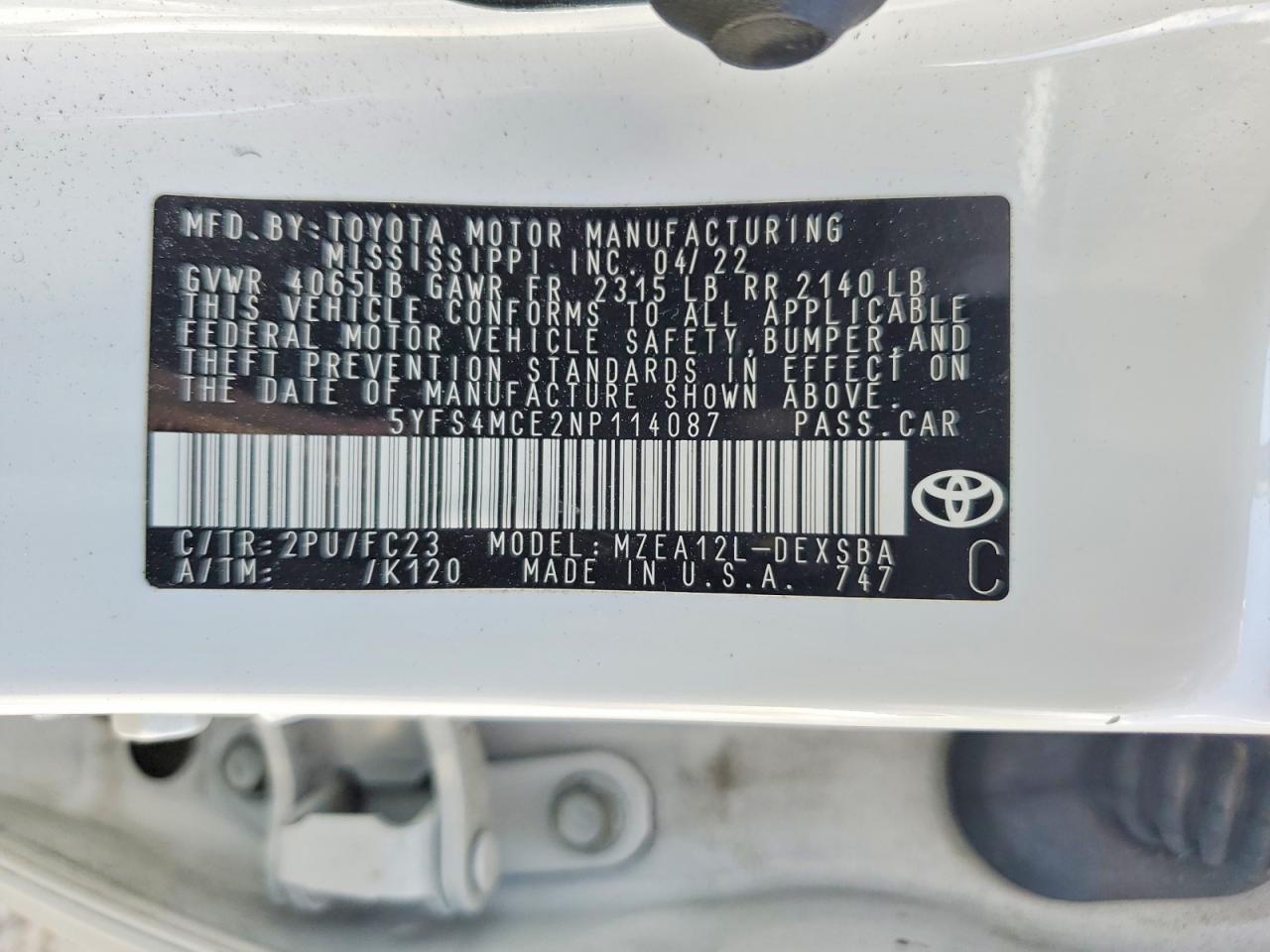 2022 TOYOTA COROLLA