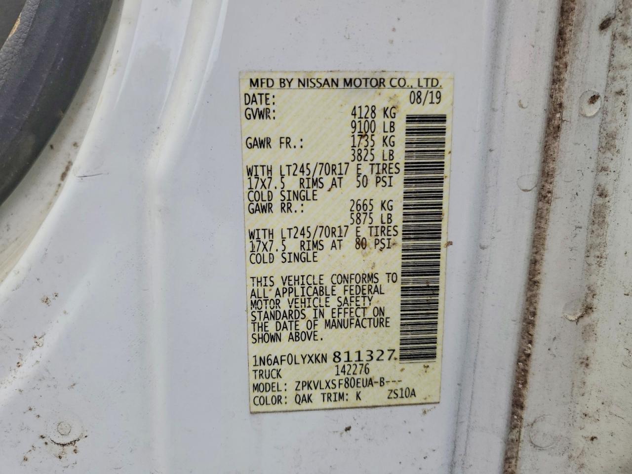 2019 NISSAN NV