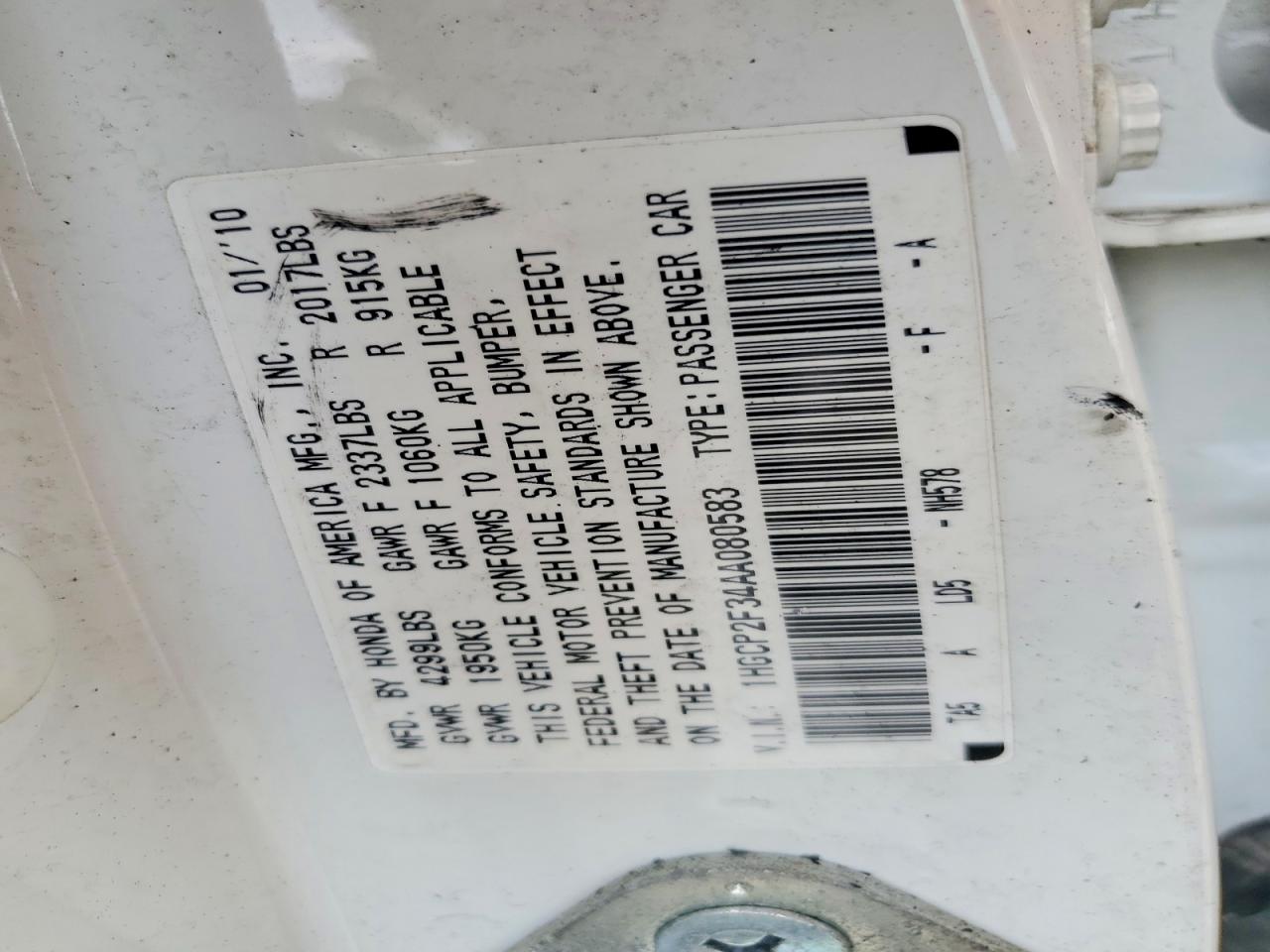 2010 HONDA ACCORD